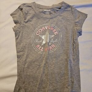 Converse Kids Gray Tee with Pink Logo
